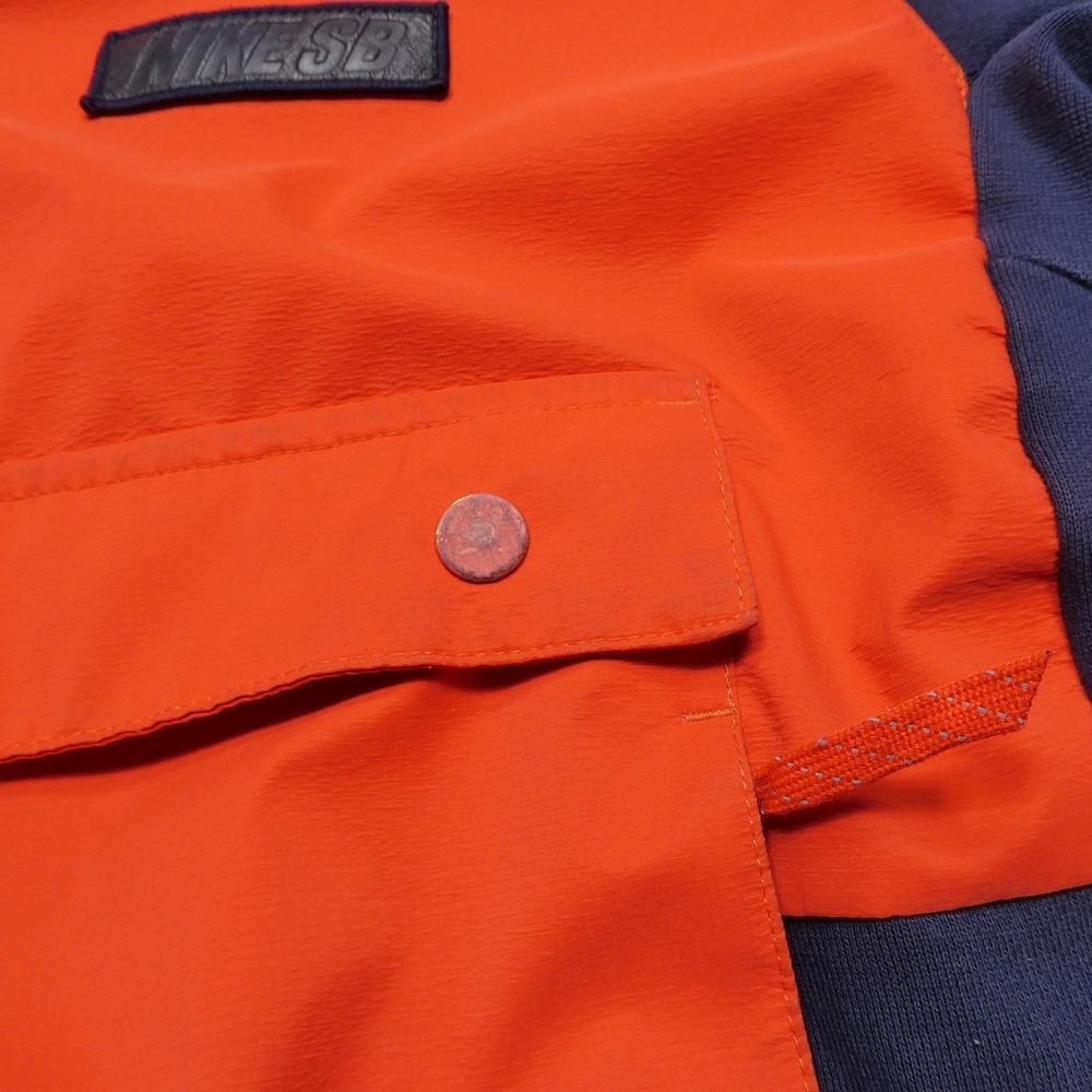 Nike SB Hoodie Mens Large Orange Navy Pullover Anorak Skateboarding Colorblock - Picture 5 of 14